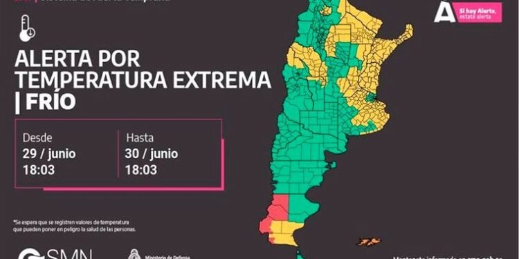 Alerta amarilla por frío extremo en Buenos Aires y otras nueve provincias